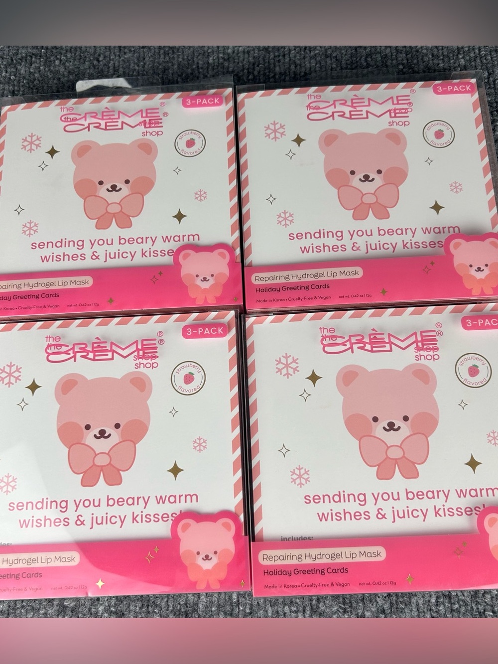 The Crème Shop Repairing Hydrogel Lip Masks - 3 per pack/lot of 4 Strawberry